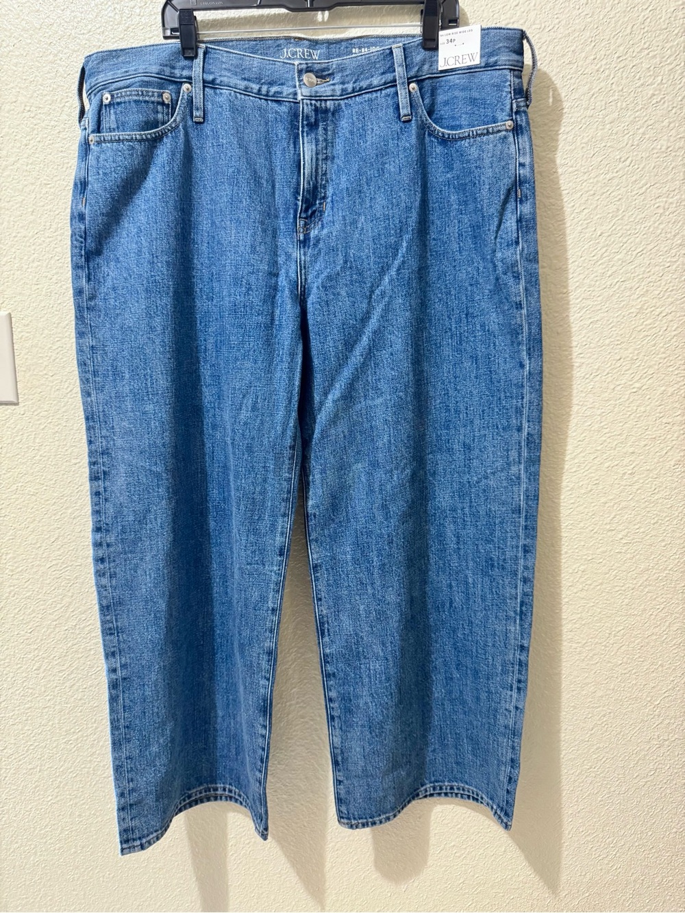 J. Crew Low Rise Wide Leg Jeans in Medium Blue Denim 34P
